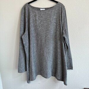 J. Jill Pure Jill Long Sleeve Stripe Tunic, XL, Black and White Stripe